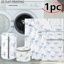 1PC Zipper Mesh Laundry Bag Polka Dot Bowknot Graphic Reusable Delicate Garment Washing Protection For Socks Underwear Pants Sweaters Shirts Blouses Lingerie Bra Hosiery Fine Fabric Care Machine Wash Storage Organization - View 1