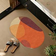 1pc Oval Flannel Door Mat, Soft Comfortable Absorbent Non-Slip Machine Washable With Non-Slip Backing, Suitable For Entrance, Living Room, Patio, Bedroom, Kitchen, Laundry Room, Bathroom, Multi-Functional Home Floor Mat, Entryway Rug, Kitchen Bathroom Carpet, Holiday Decoration - Multicolor - View 7
