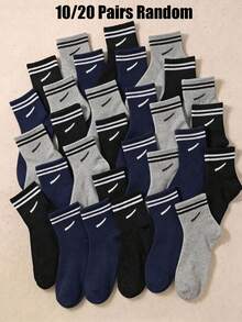10/20 Pairs Comfortable Kids Crew Socks, Fall Winter All-Season Wear, Halloween Christmas Socks, Applicable For Various Sports, School Daily Outfits - Multicolor - View 3