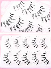 5 Pairs Pointed Tail Cartoon Style False Eyelashes, Japanese & Korean Style, 7-10mm Mixed Length, Pointed Tail Spiked Design With Transparent Stem, Natural Layered And Lively Look, Easily Create Cartoon Big Eye Makeup Effect. Soft And Lightweight, Fits Eye Shape, DIY Free Combination For Quick Application, Saves Makeup Time, Simple And Easy To Operate For Beginners, Reusable, Suitable For Daily Makeup, Dates, Travel, Parties, Practical Gift For Best Friends And Girlfriends. - Black - View 8