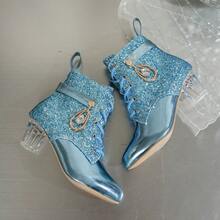 1 Pair Girls' Boots 2026 Autumn/Winter New High Heel Kids Plus Size Ankle Boots Fashionable Princess Boots Suitable For Party And Vacation - Mint Blue - View 5
