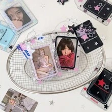 Star Polka Dot Transparent Card Holder Pendant, Korean Style Idol Photo Card Protective Sleeve, Album Card Storage, Guka Sleeve Keychain - Multicolor - View 8