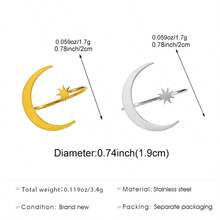 1pc Fashion New Minimalist Star & Moon Decor Stainless Steel Open Adjustable Ring, Casual Versatile Women's Jewelry Suitable For Daily Wear, Silver/Gold Color - Multicolor - View 9