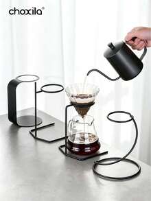 choxila 1pc Vintage Coffee Pour Over Pot Metal Handheld Stand Universal Drip Filter Glass Filter Cup Base - Black - View 2