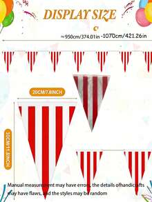 2 Sets Red & White Striped Triangular Flags, Carnival Circus Decorations, Rope-Edged Triangular Decorative Flags, New Year Celebration Supplies, Red & White Striped Triangular Flags (Polyester Material), Suitable For Carnival Circus, Birthday Party, Tent And Outdoor Camping Activities - Raise the Flag - View 8