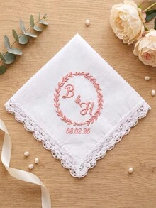 1pc Personalized Bride Wedding Handkerchief, Custom Text Hankerchief, Custom Keepsake Handkerchief For Wedding Bridal Party Gift - Multicolor - View 20