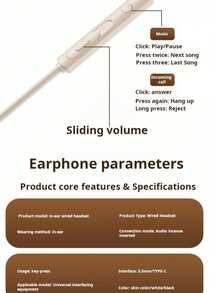3pcs/Set Earphone In-Ear Berkabel Bentuk Tetesan Air Estetis, Desain Modis, Antarmuka 3.5mm/Type-C Opsional, 3 Warna Berbeda, Cocok Sebagai Hadiah, Dilengkapi Mikrofon - View 3