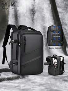 1pc Men's Business Backpack, Leather-Like Waterproof Travel Bag, Large Capacity Multi-Compartment Laptop Backpack, Expandable School Bag, Anti-Theft - Multicolor - View 1