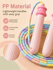 Adjustable Knot Jump Rope With Non-Slip Thumb Grip And Color-Coded Beads - Lightweight And Portable, Suitable For Gym, Travel, Beginners, Fitness Workouts And Professional Training - Multi-Color Design, Suitable For Different Skill Levels - Multicolor - View 5