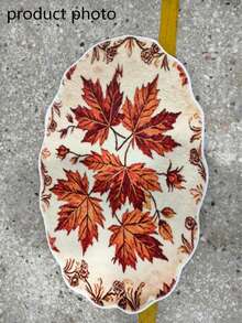 1pc Lace Maple Leaf Shaped Decorative Rug, Floor Mat, Carpet, Living Room Rug, Bedroom Rug, Regular Carpet - Multicolor - View 4