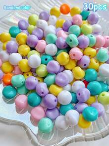30pcs 9*10mm Macaron Color Resin Acrylic Asymmetrical Round Beads DIY Handmade Loose Beads Accessories Bracelet Jewelry Materials - Irregular Beads - View 6
