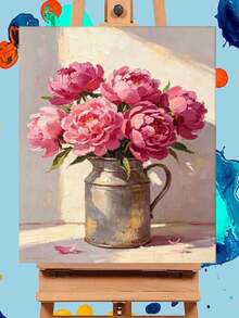 DIY Pink Peonies In Metal Vase (Frameless 8x12 / 16x20 Inches) Paint By Numbers Kit (Acrylic) Arts & Crafts For Adult Beginners, Beautiful Home Wall Decor, And Creative Holiday Gifts - Sets - View 1