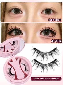 MAANGE 1 Pair Cartoon Magnetic False Eyelashes, Cat Eye Strip Lashes, Portable & Natural & Realistic, Reusable, Strong Magnetic Adhesion, No Glue Or Makeup Remover Needed, Create Natural Lengthening, Curling & Eye-Enlarging Effect, Travel Essential, Gift For Women - Multicolor - View 6