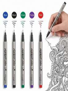 10pcs Waterproof Fine Tip Pens - 5 Colors, Lightweight Drawing Pens With Waterproof Ink Design, Suitable For Line Art, Sketching, Journaling, Dotting, Comic Creation - Ideal Choice For Artists, Students And Office Use - Waterproof Fine-tip Liner Pen - View 3