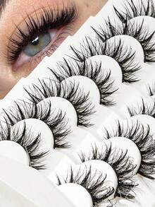 7 Pairs Fox-Style Thick False Eyelashes, Flared Tail, Lifted, Layered & Fluffy, Suitable For Heavy And Natural Makeup - View 6