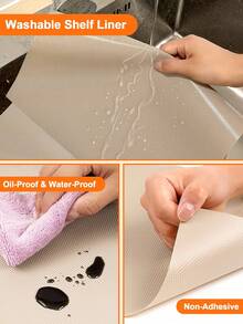 1 Roll Kitchen Cabinet Shelf Liner, Waterproof & Anti-Oil Drawer Mat, EVA Material Non-Slip Liner For Cabinet, Countertop, Shelves, Fridge, Table, Wardrobe,Spring Summer Picks,Brides Maid Gifts,Room,Bedroom Decor,Beach,Travel,For Men,For Women,Vacation,Cute Stuff,Mother's Day Gift,Bedroom Decor,Garden,Kitchen Decor,Summer,Beach,Travel Essentials,Room Decor,Squishy,Graduation - Khaki - View 2