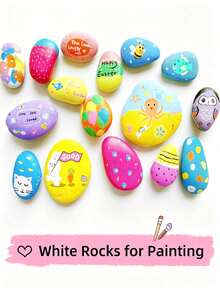 20pcs Medium Smooth White Painting Stones - Flat Style, 0.4-1.19 Inches, Handpicked, Suitable For Crafts, Art, Decoration - Chemical Free, Smooth Surface, Perfect For Beginners And Craft Activities, Handmade Projects, Decorative Stones, Birthday Gifts - Multiple Styles - View 2