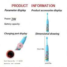 AXH. Electric Toothbrush Smart Cartoon Soft Bristle Toothbrush With Replacement Brush Heads - Multicolor - View 8