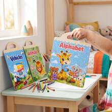 Reusable Sticker Book For Toddlers, Portable Handle Travel Activity Busy Board Toy, Ages 3-6, Transportation, Unicorn, Mermaid, Letters, Ocean & Zoo Scene Removable Restickable Activity, Suitable For Airplane, Car Travel, Birthday Gift, Holiday Gift - Multicolor - View 3