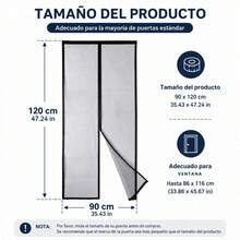 Magnetiskt Insektsnät för Fönster 90 x 120 cm, Högdensitets Polyesternät med Automatisk Stängning och Självhäftande Kardborre, Svart - A - Visa 4
