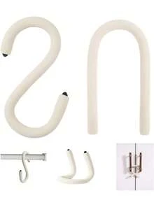 2 Pcs Multifunctional Mark-Free Flexible Foam-Coated C-Shaped Hook, Non-Slip Wear-Resistant Heavy-Duty Hanging Hook For Home Storage Organization Portable Hanging Organizer Rack Stand - View 10
