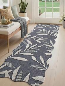 DAJIANG 1pc 3D Printed Woven Long Runner Rug, Leaf Pattern Vintage Grey, Kitchen Rug, Long Hallway Rug, Floor Mat, Suitable For Bathroom, Kitchen, Outdoor Hallway, Bedroom, Living Room, Machine Washable Rug Accessory, Easy To Clean, Entryway Non-Slip Rug, Bedroom Autumn Decor - Multicolor - View 9