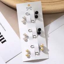 1 Pack Pearlescent Pearl Muslim Hijab Pins Scarf Clips - Black and White - View 10