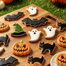 4/5Pcs Halloween Stainless Steel Cookie Cutter Set, Pumpkin Ghost Witch Hat Cat Shaped Molds, Multi‑Purpose Baking Tools For Biscuit, Fondant, Clay & DIY Halloween Party Crafts - View 6