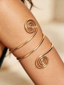 1pc New Punk Style Metal Spiral Bracelet Arm Band - Gold - View 2