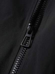 Jaket Pria Musim Semi/Gugur dengan Motif Huruf Balap, Kerah Tegak, Manset Elastis, Jaket Motor Gaya Hip-Hop Street - Hitam - View 6