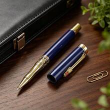 A Luxurious Blue-Headed Metal Ballpoint Pen/Fashionable Hollow-Carved Executive Signature Pen/Smooth Writing/Suitable For Office Gift Pens/Suitable For Both Men And Women/High-End Gift For Professionals - Pen - View 8