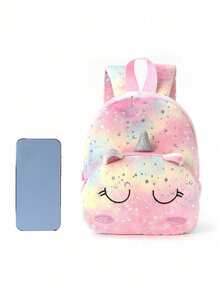 Personalized Cute Star And Moon Print Plush Backpack, Can Be Embroidered With Your Own Name, Lightweight Casual Daybag - Multicolor - View 6