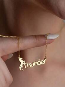1Pc Custom Galloping Horse Name Necklace For Men Women Stainless Steel Animal Tag Pendant Necklace Personalized Jewelry Gift - Multicolor 6 - View 3