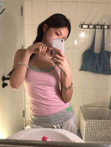 Tank Top Camisole Seksi Pas Badan Gaya Kasual - Berwarna merah muda - View 2