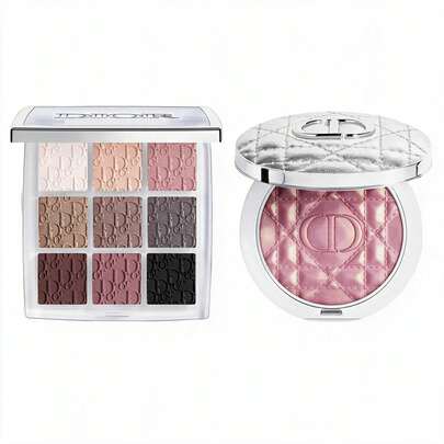 Dior Backstage Glow Face Palette Shade 04 Pink Strobe + Dior Backstage Smoky Essentials Eyeshadow Palette 9 Colors 002