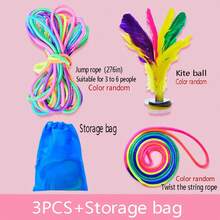 Classic Nostalgic Jump Rope, Cat's Cradle And Shuttlecock Set, Nostalgic Jump Rope Dedicated Rope (High Elasticity And Durable, Suitable For 3-6 People), Finger Trick Game, Cat's Cradle Dedicated Rope (Non-Elastic), Rainbow Color, Shuttlecock Game, Random Color - Multicolor - View 14