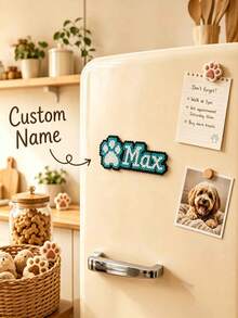 Ayotu Personalized Melted Bead Name Letter Fridge Magnet, Unique Name Letter Magnetic Sticker, Customizable Pet Name, Cute Paw-Shaped Pixel Art Design, Perler Bead Craft, Multiple Colors Available, Kitchen And Home Decor, Ideal Gift For Pet Lovers - Multicolor - View 13