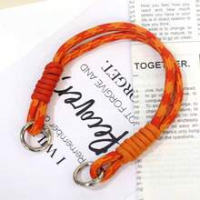 High-Value Minimalist Dopamine Woven Striped Colorblock Personalized Double Buckle Cup Rope Short Wrist Strap Suitable For All Phone Clip-On Hand Strap CCD Camera Phone Case Lanyard Multicolor Double Silver Buckle Short Thick Durable Detachable Hanging Chain Outdoor Sports Phone Case Clip-On Pendant Versatile Anti-Lost Wrist Woven Rope - Multicolor - View 5
