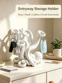 1pc Octopus Shaped Bathroom Storage Rack, Countertop Organizer, Makeup Brush Holder, Octopus Toothbrush Holder, Storage Decor, Also Suitable For Pens/Digital Products/Kitchen Supplies, Bathroom Essential - Multicolor - View 8