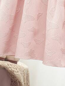 Gaun Patchwork 2 in 1 Gaya Prancis Manis untuk Anak Perempuan, Gaun Putri Jacquard Berlipit Lengan Panjang dengan Tekstur dan Pita, Gaun Kasual A-Line Elegan untuk Anak Perempuan, Cocok untuk Pesta Ulang Tahun, Pertunjukan, Musim Semi dan Musim Gugur - Berwarna merah muda - View 7