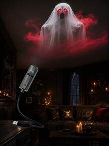White Ghost Mood Light, Single Or Double Red Eye Styles, Portable USB Plug-In 360° Rotating Lamp For Spooky Bedroom Decor, Halloween Parties And Festive Home Styling - Multi-color light - View 7