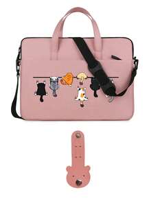 Spacious And Lightweight Laptop Bag With Cat Print Design, Detachable And Adjustable Shoulder Strap, Laptop Stand, Fits In Suitcase, Laptop Protective Case, Briefcase, Document Organizer, Portable Commuter Bag, Shoulder Bag, Suitable For Laptops And Tablets, Ideal For Daily Use, Travel, Commuting, Perfect Professional Gift For Holidays, Suitable For Home And Office, Back To School Gift, Teacher's Day, Travel, Vacation Gift - Multicolor - View 11
