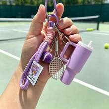 This Is A Set Of Cup-Shaped And Tennis Racket-Shaped Keychains, Part Of The Fashion Sports Series. They Are Multi-Functional Key Rings, Suitable For Storing Lipstick And Other Small Items - Multicolor - View 3