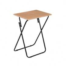 AURA DECO - Mesa Auxiliar Plegable de Metal Y Madera 48x38x66 cm. Mesa Multifunción Portátil, Resistente y Estable para Cocina, Terraza, Jardín o Patio. - Albaricoque - Ver 5