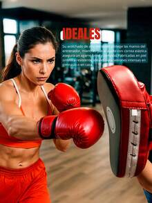 Curved Boxing Mitts With Adjustable Strap And High-Density Padding, Ideal For Home Or Gym Training, Non-Slip Surface For Precision And Impact Absorption. - Red - View 7