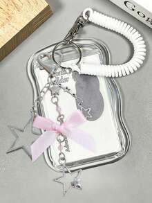 Scalable Star Card Holder Keychain,Durable Transparent ID Card Holder Set, With Detachable And Erasable Sliding Cover,Detachable Hanging Rope/Pendant - Multicolor - View 11