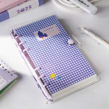 A6 Cute Plaid Transparent PVC Loose-Leaf Notebook, Detachable Loose-Leaf Diary, 60 Pages Lined/Blank Paper, Large Capacity No Sharp Edge Design, Soft Touch Planner Diary, Suitable For Middle And High School Students, Scrapbook - Multicolor - View 7
