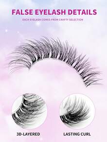 ENCHUW 7 Pairs Natural False Eyelashes Lashes With Clear Band Natural Look Fake Eyelashes Suitable For Parties - Black - View 3