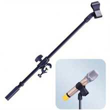 Suporte giratório 55cm para microfone com grampo universal plano, cabeça giratória e grampo para celular/tablet, projetado 3/8 rosca barra transversal - Preto - Visão 7