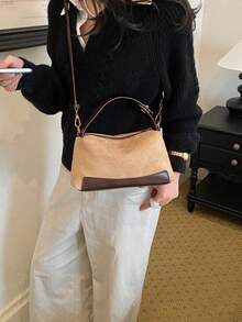 Solid Color Shoulder Crossbody Bag, Lazy Fashion Dumpling Bag, Commuter Small Square Bag - Khaki - View 5